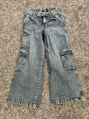 art class Kids Wide-Leg Cargo Jeans in Light Blue Denim